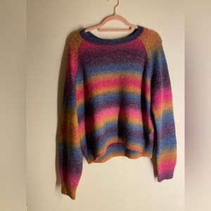 BB Dakota Steve Madden XL Fuzzy Rainbow Sweater